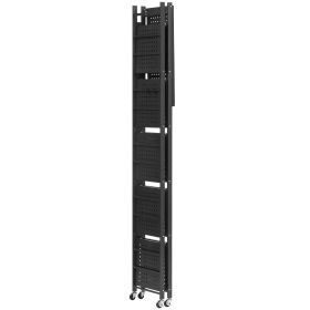 6-Tier Foldable Storage Shelf, 24W x 12D x 72H Inch Folding Metal Rack Shelving Unit, No Assembly Organizer Shelf with 5 Wheels & 4 Hooks for Pan