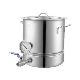 Stainless Steel Kettle, 5 GALLON Brewing Pot, Tri Ply Bottom for Beer, Brew Kettle Pot, Home Brewing Supplies Includes Lid, Handle, Thermometer