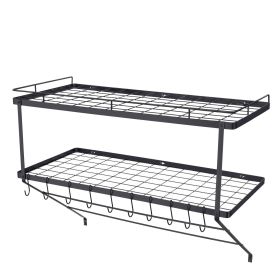Pot Rack Wall Mounted, 30 inch Pot and Pan Hanging Rack, Pot and Pan Hanger with 12 S Hooks, 55 lbs Loading Weight, Ideal for Pans, Utensils